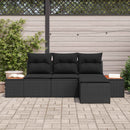 Havesofa Sæt med pude 4 pcs Sort Poly Rattan