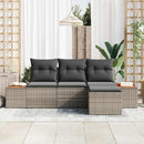Havesofa Sæt med pude 4 pcs Grå Poly Rattan
