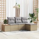 Havesofa Sæt med pude 4 pcs Beige og lys grå Poly Rattan