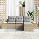 Havesofa Sæt med pude 4 pcs Beige og lys grå Poly Rattan