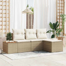 Havesofa Sæt med pude 4 pcs Beige og creme Poly Rattan