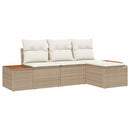 Havesofa Sæt med pude 4 pcs Beige og creme Poly Rattan