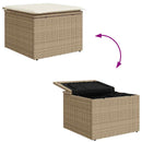 Havesofa Sæt med pude 4 pcs Beige og creme Poly Rattan
