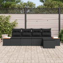 Havesofa Sæt med pude med opbevaring 6 pcs Sort Polyrattan