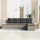 Havesofa Sæt med pude med opbevaring 6 pcs Grå Polyrattan