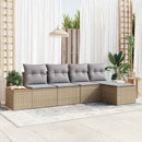 Havesofa Sæt med pude 6 pcs Beige og lys grå Polyrattan