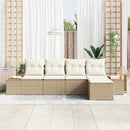 Havesofa Sæt med pude 6 pcs Beige og creme Polyrattan