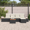 Havesofa Sæt med pude 6 pcs Sort og Cream Polyrattan