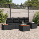 Havesofa Sæt med pude med opbevaring 6 pcs Sort Polyrattan