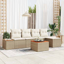 Havesofa Sæt med pude 6 pcs Beige og creme Polyrattan
