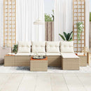 Havesofa Sæt med pude 6 pcs Beige og creme Polyrattan