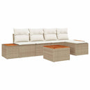 Havesofa Sæt med pude 6 pcs Beige og creme Polyrattan