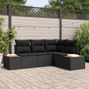 Havesofa Sæt med pude med opbevaring 4 pcs Sort Polyrattan