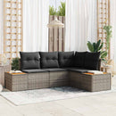 Havesofa Sæt med pude med opbevaring 4 pcs Grå Polyrattan