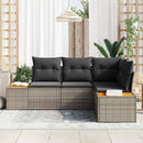 Havesofa Sæt med pude med opbevaring 4 pcs Grå Polyrattan