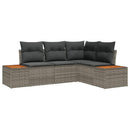 Havesofa Sæt med pude med opbevaring 4 pcs Grå Polyrattan