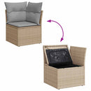 Havesofa Sæt med pude 4 pcs Beige og lys grå Polyrattan