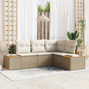 Havesofa Sæt med pude 4 pcs Beige og creme Polyrattan