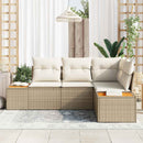 Havesofa Sæt med pude 4 pcs Beige og creme Polyrattan
