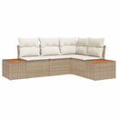 Havesofa Sæt med pude 4 pcs Beige og creme Polyrattan