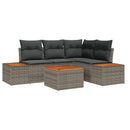 Havesofa Sæt med pude med opbevaring 4 pcs Grå Polyrattan