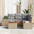 Havesofa Sæt med pude 4 pcs Beige og lys grå Polyrattan