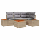 Havesofa Sæt med pude 4 pcs Beige og lys grå Polyrattan