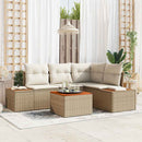 Havesofa Sæt med pude 4 pcs Beige og creme Polyrattan