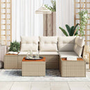 Havesofa Sæt med pude 4 pcs Beige og creme Polyrattan
