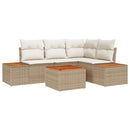 Havesofa Sæt med pude 4 pcs Beige og creme Polyrattan