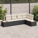 Havesofa Sæt med pude 5 pcs Sort og cremefarvet Poly rattan
