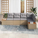 Havesofa Sæt med pude 5 pcs beige og lysegrå Poly rattan
