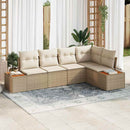 Havesofa Sæt med pude 5 pcs beige og cremefarvet Poly rattan