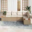 Havesofa Sæt med pude 5 pcs beige og cremefarvet Poly rattan