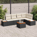Havesofa Sæt med pude 6 pcs Sort og cremefarvet Poly rattan