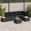Havesofa Sæt med pude med opbevaring 6 pcs Sort Poly rattan