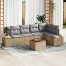 Havesofa Sæt med pude 6 pcs beige og lysegrå Poly rattan
