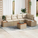 Havesofa Sæt med pude 6 pcs beige og cremefarvet Poly rattan