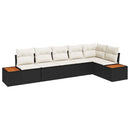 Havesofa Sæt med pude 6 pcs Sort og Cream Polyrattan