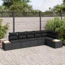 Havesofa Sæt med pude med opbevaring 6 pcs Sort Polyrattan