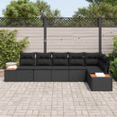 Havesofa Sæt med pude med opbevaring 6 pcs Sort Polyrattan
