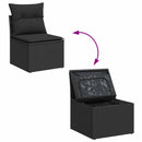 Havesofa Sæt med pude med opbevaring 6 pcs Sort Polyrattan