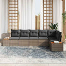 Havesofa Sæt med pude med opbevaring 6 pcs Grå Polyrattan