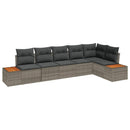 Havesofa Sæt med pude med opbevaring 6 pcs Grå Polyrattan