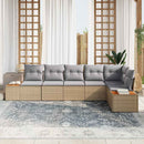 Havesofa Sæt med pude 6 pcs Beige og lys grå Polyrattan