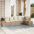 Havesofa Sæt med pude 6 pcs Beige og creme Polyrattan