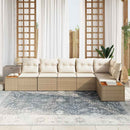 Havesofa Sæt med pude 6 pcs Beige og creme Polyrattan