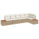 Havesofa Sæt med pude 6 pcs Beige og creme Polyrattan