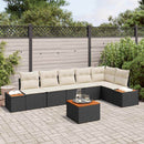Havesofa Sæt med pude 6 pcs Sort og Cream Polyrattan
