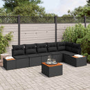Havesofa Sæt med pude med opbevaring 6 pcs Sort Polyrattan